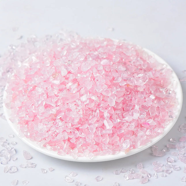 Crystal Chip Rose Quartz Chips wholesale product photo for B2B crystal buyers