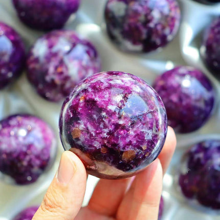 Crystal Sphere Purple Mica With Tourmaline Sphere