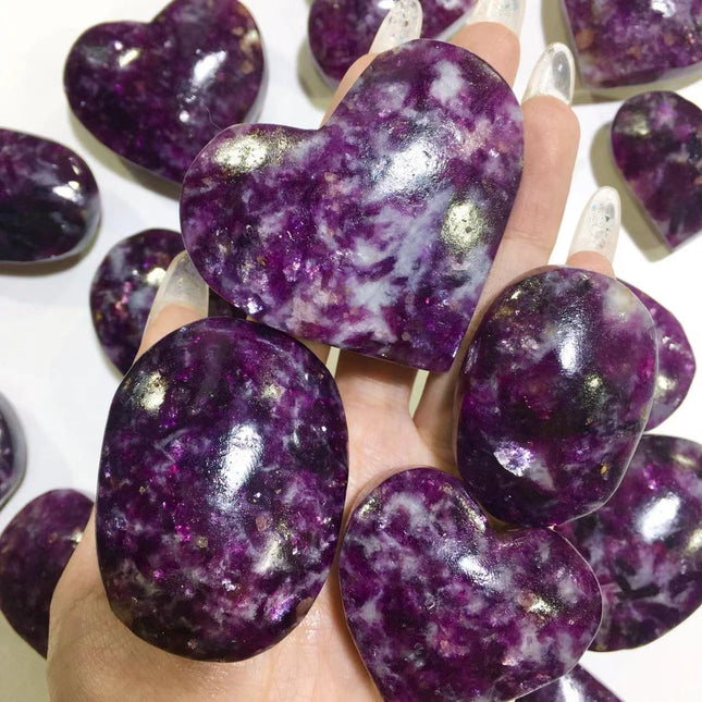 Crystal palmstone purple mica with tourmaline palmstone
