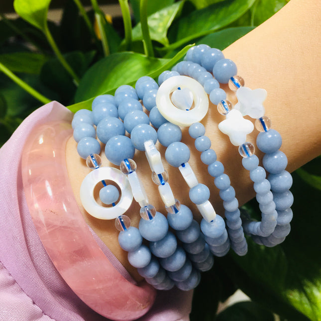 crystal bracelet-angelite with shell bracelet wholesale for B2B supplier