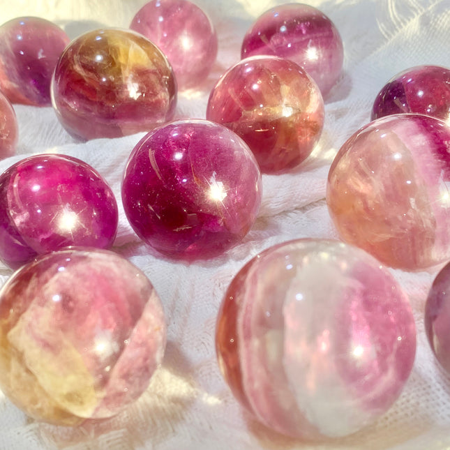 Crystal sphere purple fluorite sphere