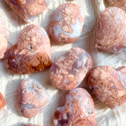 Crystal Palms Pink Agate Heart And Palm