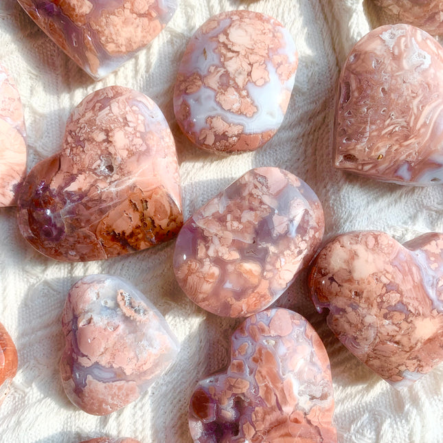 Crystal Palms Pink Agate Heart And Palm