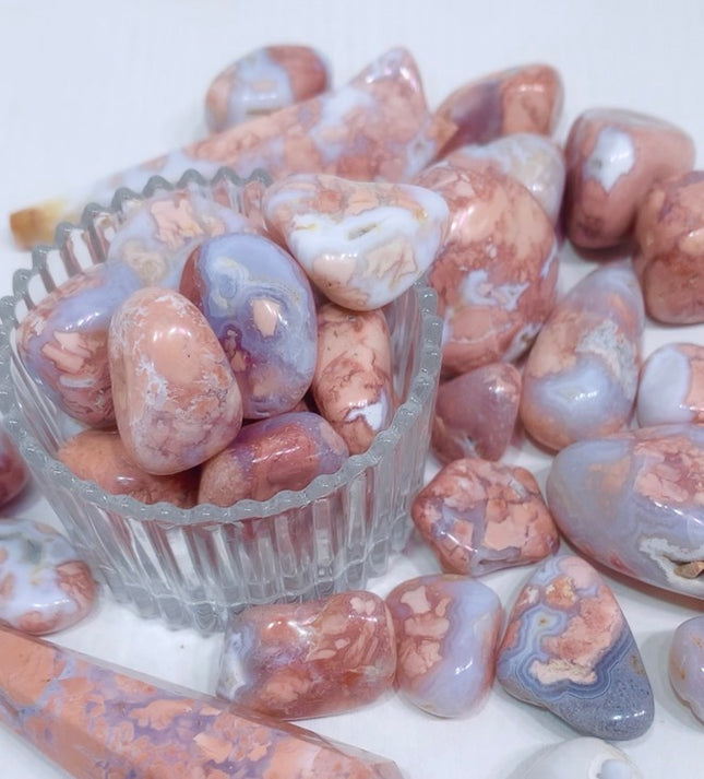 Pink Agate Tumbled Stones