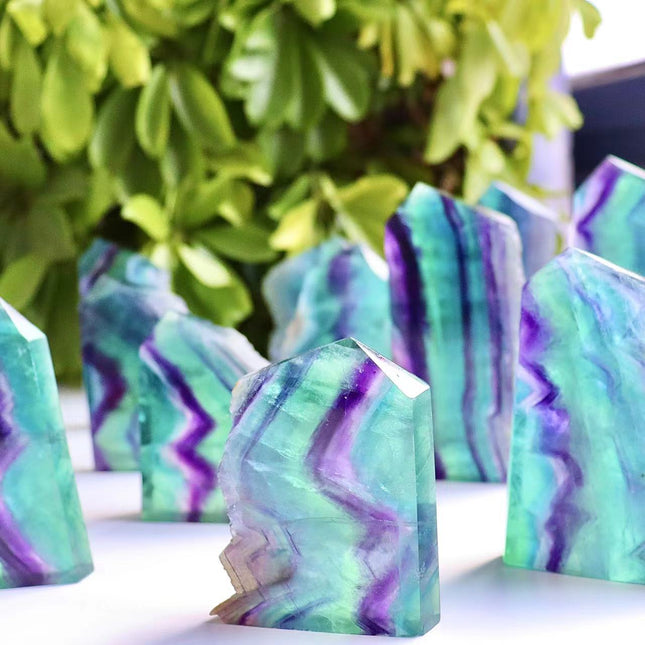 Crystal Tower Flat Rainbow Fluorite Tower