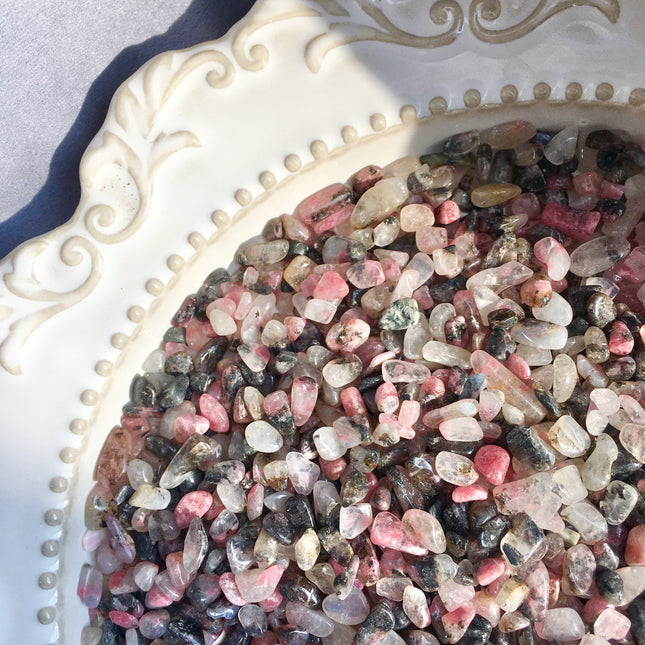 Rhodonite and Tourmaline Chips