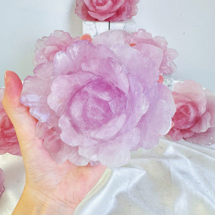 natural crystal carving rose quartz peony flower wholesale for B2B supplier photo 3