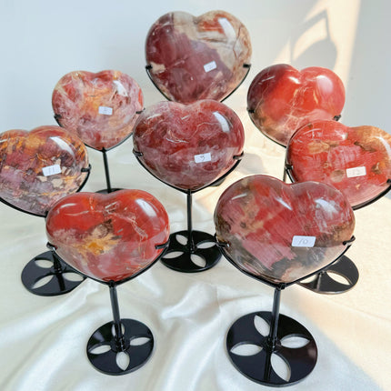 Crystal Heart Petrified wood Heart With Stand