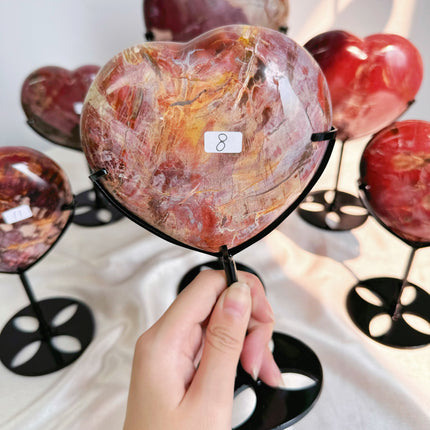 Crystal Heart Petrified wood Heart With Stand