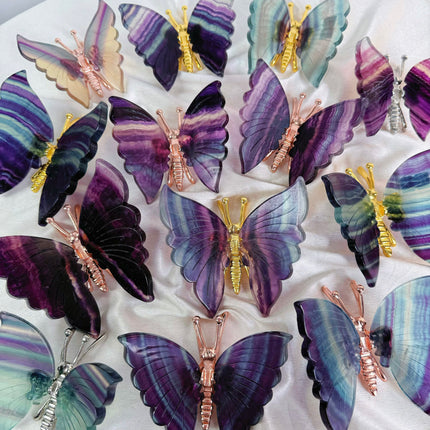 Crystal Carving Rainbow Fluorite Butterfly