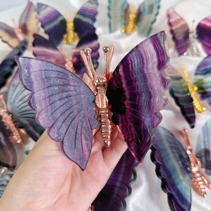 Crystal Carving Rainbow Fluorite Butterfly