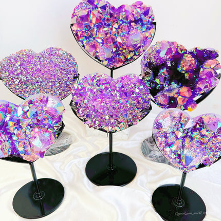 Crystal Heart Aura Cluster Heart With Stand