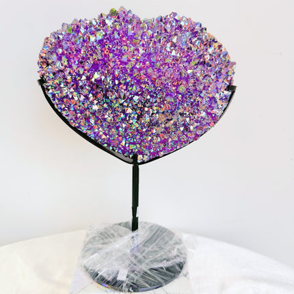 Crystal Heart Aura Cluster Heart With Stand