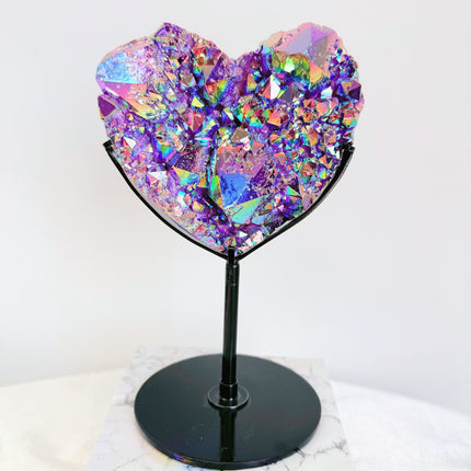 Crystal Heart Aura Cluster Heart With Stand
