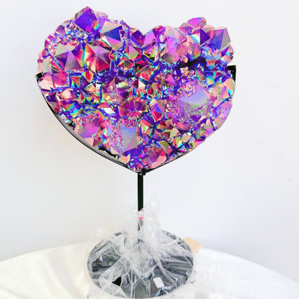 Crystal Heart Aura Cluster Heart With Stand