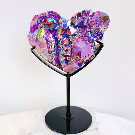 Crystal Heart Aura Cluster Heart With Stand