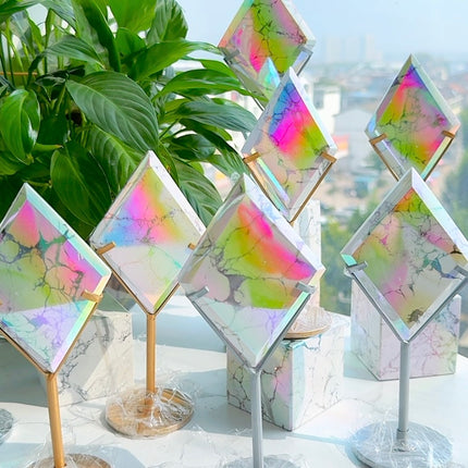 crystal carving aura howlite flat diamond wholesale for B2B supplier