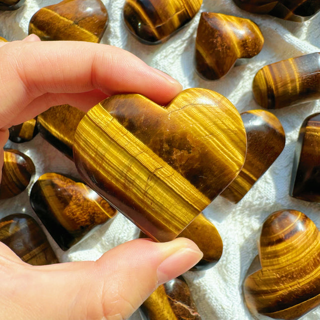Tiger Eye heart and palm stone