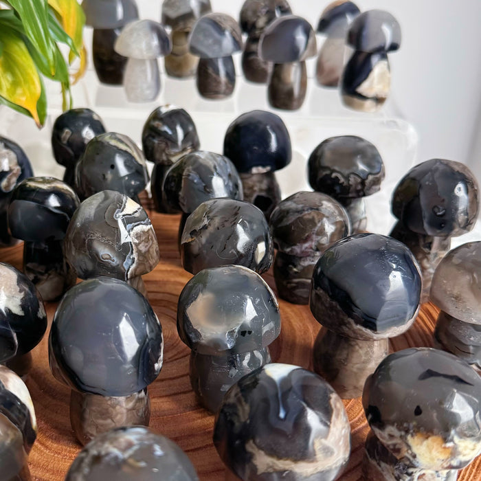 Crystal Carving Volcano Agate Mushroom For Wholesale Price