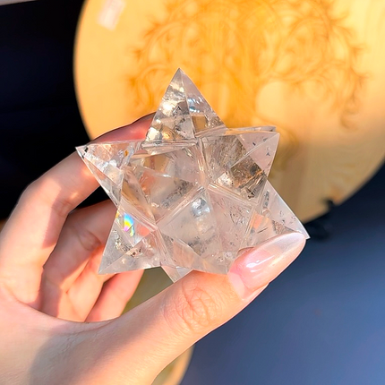 Crystal Carving Clear Quartz Six Pointed Star
