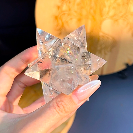 Crystal Carving Clear Quartz Six Pointed Star