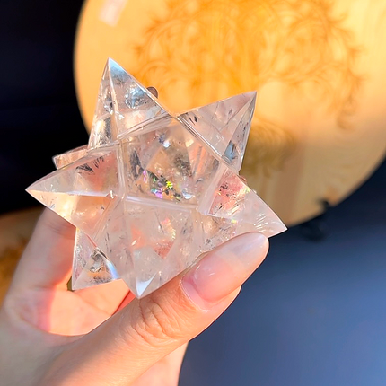 Crystal Carving Clear Quartz Six Pointed Star