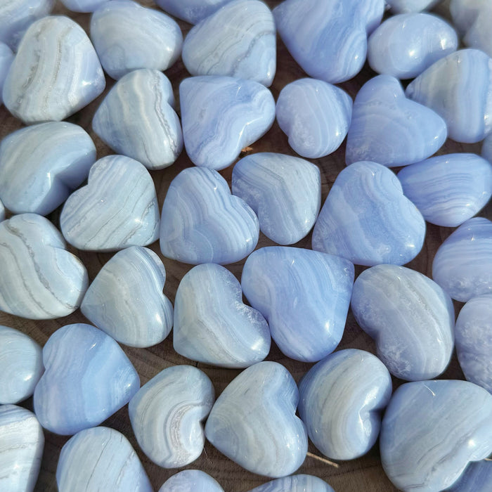Crystal Heart Blue Lace Agate Heart For Wholesale Price