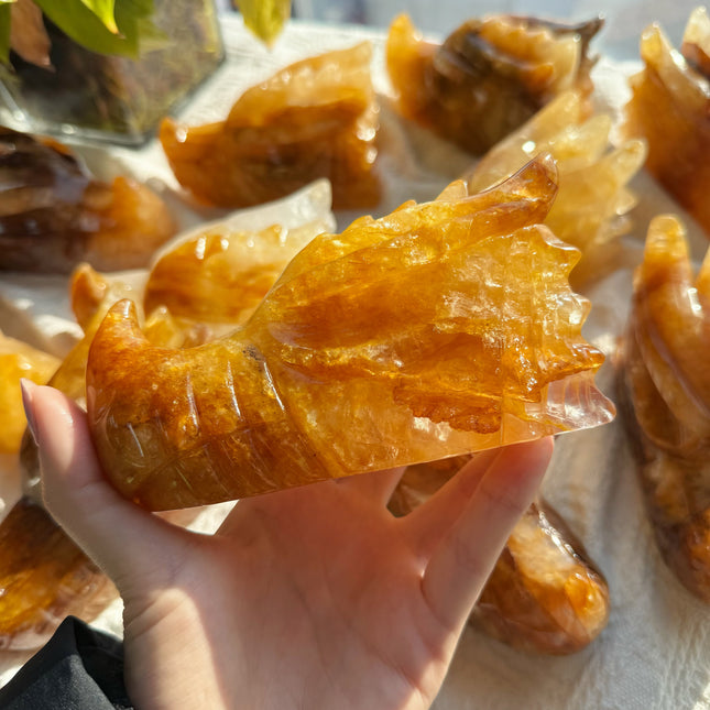 Crystal Carving Golden Healer Dragon Head