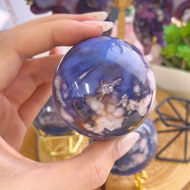 Crystal Sphere Blue Flower Agate Sphere