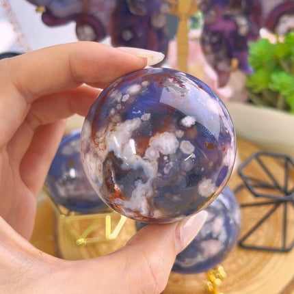 Crystal Sphere Blue Flower Agate Sphere