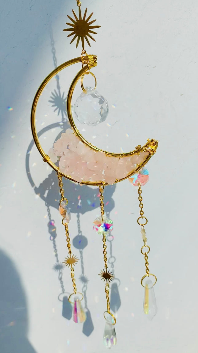 Crystal chips moon hanger / dream catcher / sun catcher