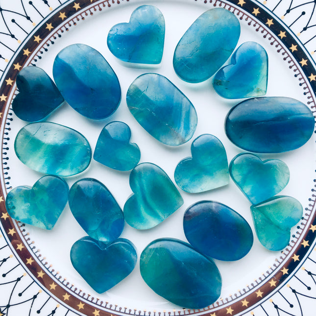 Crystal palmstone blue fluorite palmstone