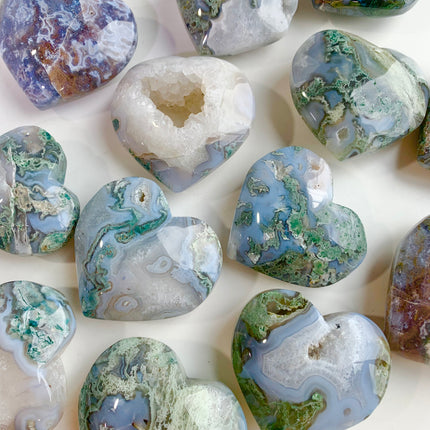 Moss Agate Hearts