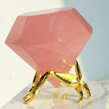 Rose Quartz diamond carving