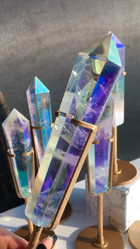 Crystal Carving Angel Aura Clear Quartz Wand With Stand