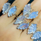 White Moonstone Butterfly Ring