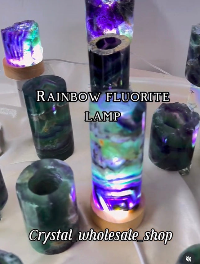 Crystal Lamp Rainbow Fluorite Lamp