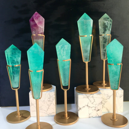Crystal Carving Baja Blast Fluorite Wand With Stand