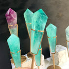 Crystal Carving Baja Blast Fluorite Wand With Stand