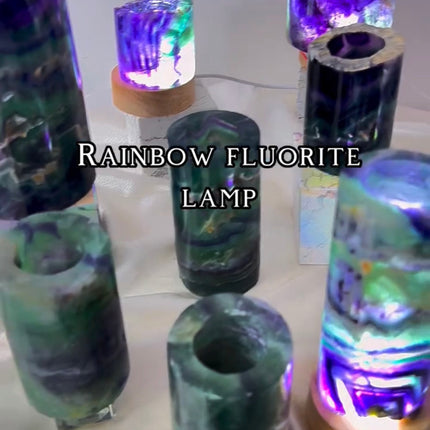 Crystal Lamp Rainbow Fluorite Lamp