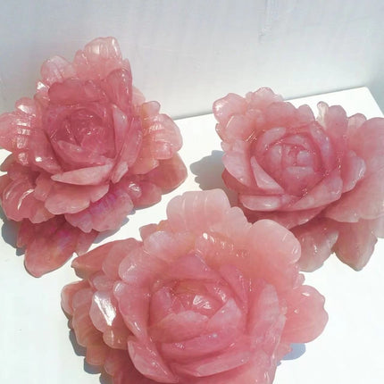 natural crystal carving rose quartz peony flower wholesale for B2B supplier photo 4