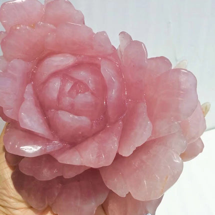natural crystal carving rose quartz peony flower wholesale for B2B supplier photo 7