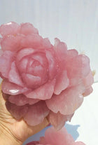 natural crystal carving rose quartz peony flower wholesale for B2B supplier photo 7