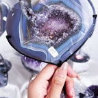 druzy agate heart with stand