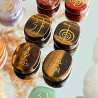 yellow tiger eye palm stone set
