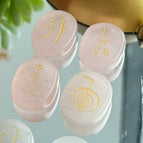 rose quartz palm stone set