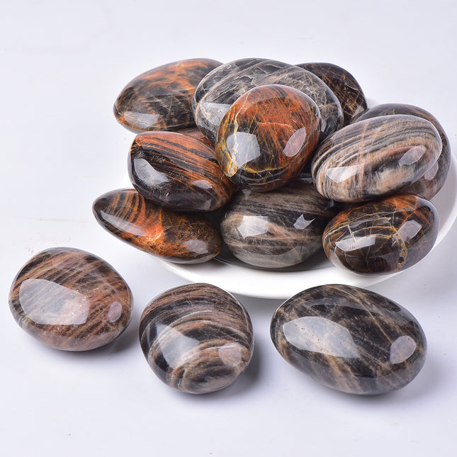 Crystal Palm Black Moonstone Palm Stone wholesale product photo 1 for B2B crystal buyers