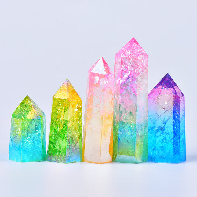 natural crystal tower aura crackle quartz small towers wholesale for B2B supplier