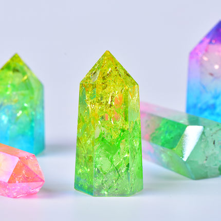 natural crystal tower aura crackle quartz small towers wholesale for B2B supplier photo 2