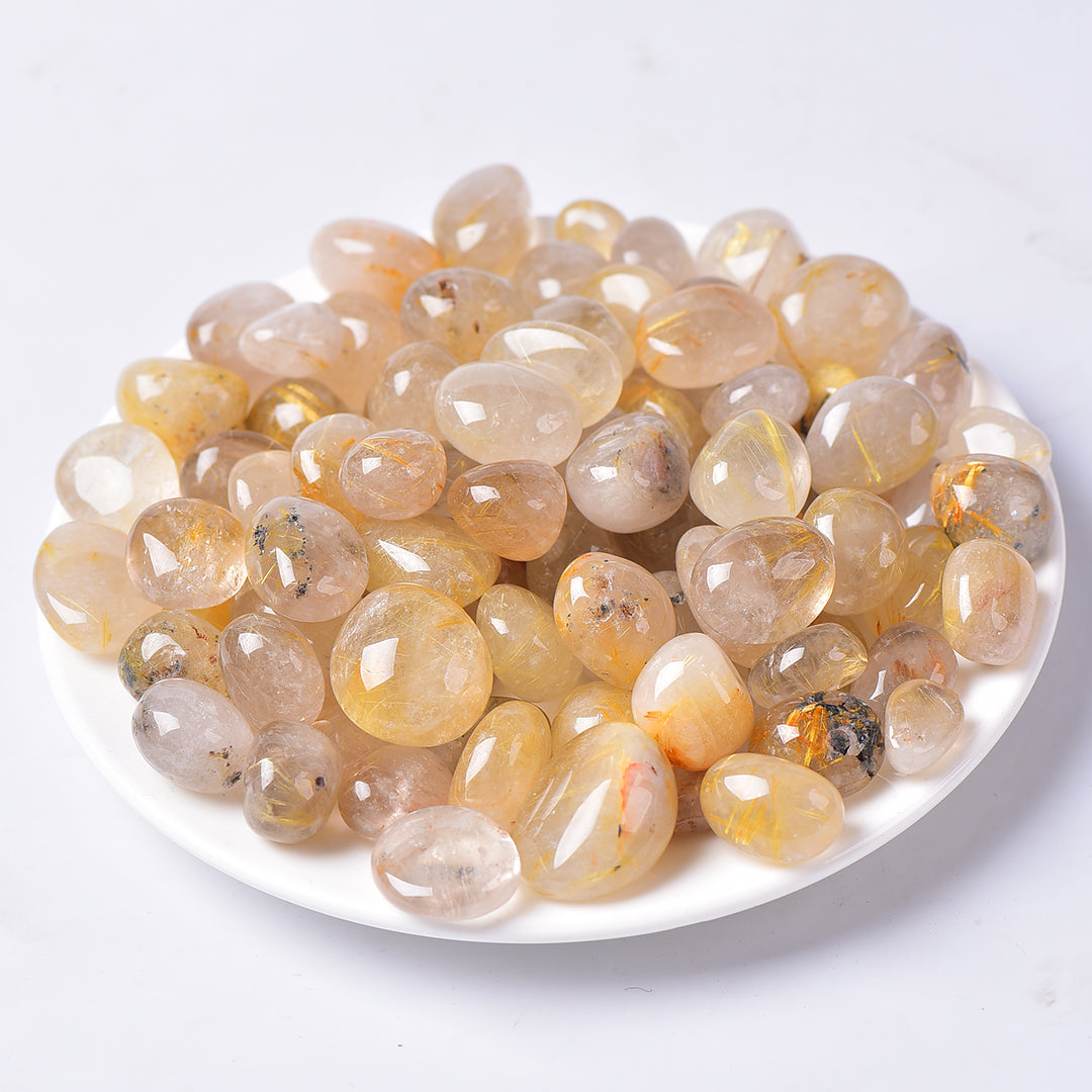 Crystal Tumbles Golden Rutile Tumbles For Wholesale Price